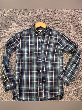 Old Navy Boys Blue Plaid Button-Down Shirt - Classic Casual